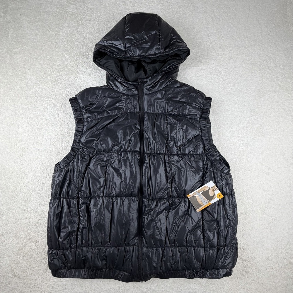 NWT- Avia Quilted Black Vest Full Zip Women's Size Large (12-14)